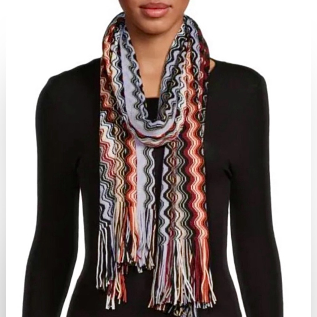 Missoni Zigzag Long Wool-Blend Scarf, New
